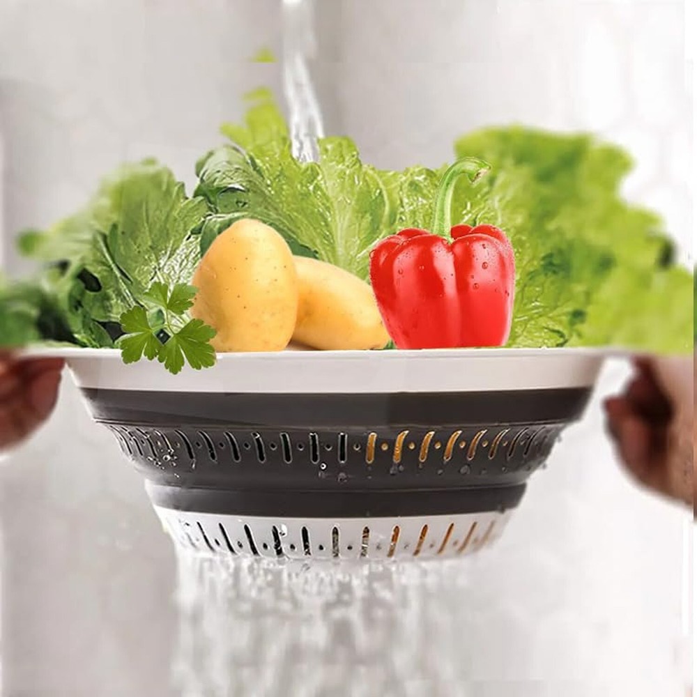 Collapsible Colander Set, Square Round Triangles Silicone Kitchen S... Fast Ship