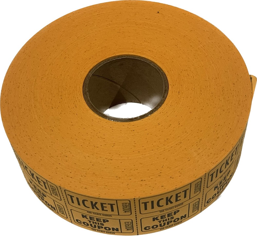 -Double Raffle Ticket Roll roll of 2000-Orange