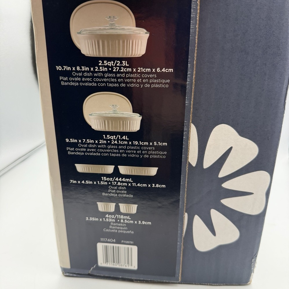 CorningWare French White 10 Pc Bakeware Set New Open Box No Chips