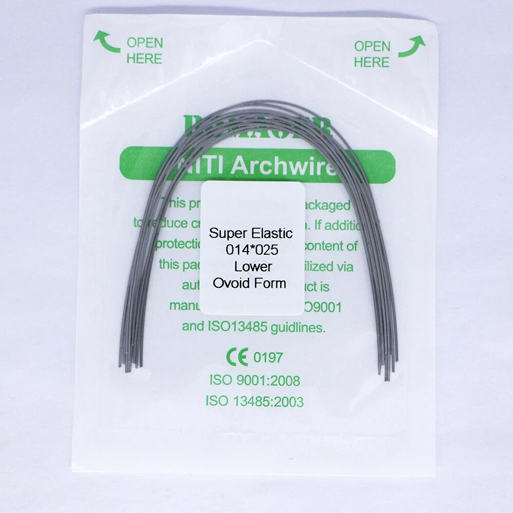 Orthodontic Niti Archwire 014x025 Lower Super Elastic Round Rectangular Ovoid