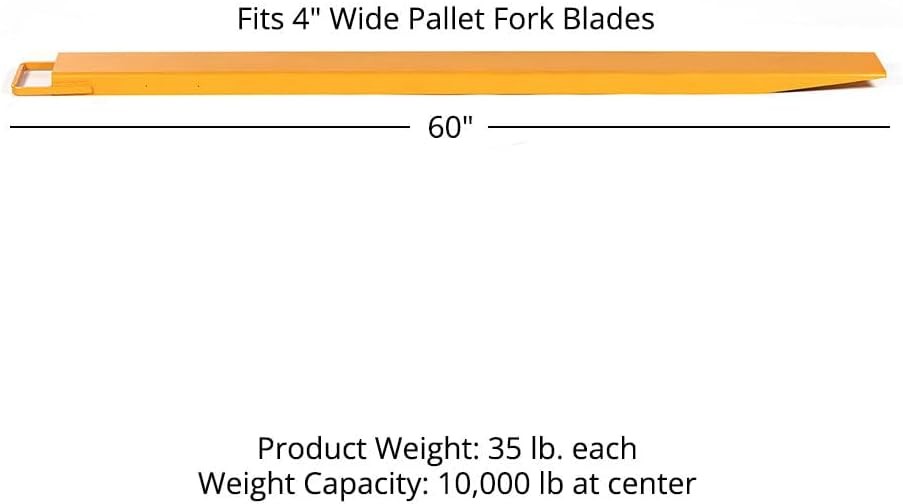 Pallet Forklift Extensions, 60in Pallet Fork Extensions x 4.5in Width,