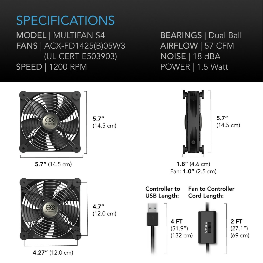 MULTIFAN S4, Quiet 140mm USB Cooling Fan for Receiver DVR Computer XBOX Cabinets