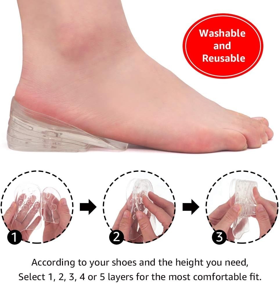 Gel Heel Lift Inserts: Adjustable 5-Layer Design for Pain Relief & Height Boost