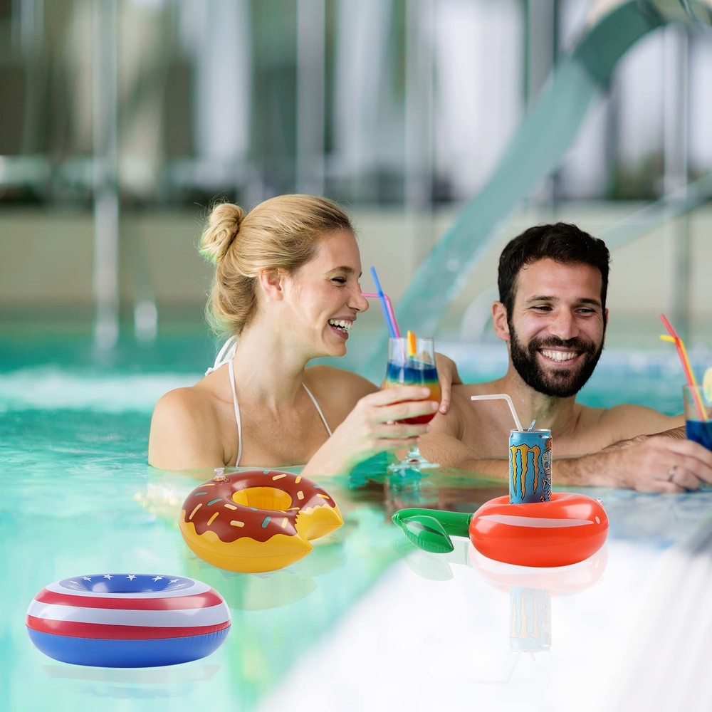 Kleeblatt Pool Drink Floaties, Flamingo Inflatable Drink Holders Floating Cup...