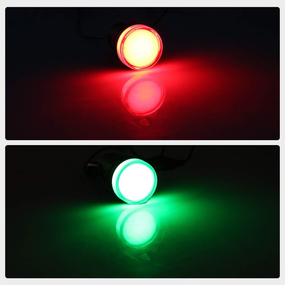 uxcell 10Pcs Red Green Indicator Light AC/DC 110V 22mm Panel Mount for Electr...