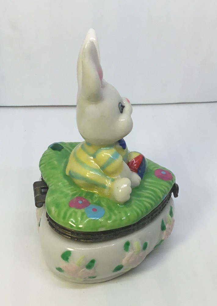Easter Heart Shaped Bunny Trinket Box