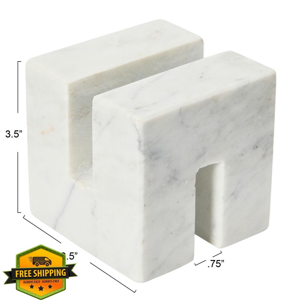 Creative Co-Op Cookbook Stand, White Marble Kitchen Display Holder