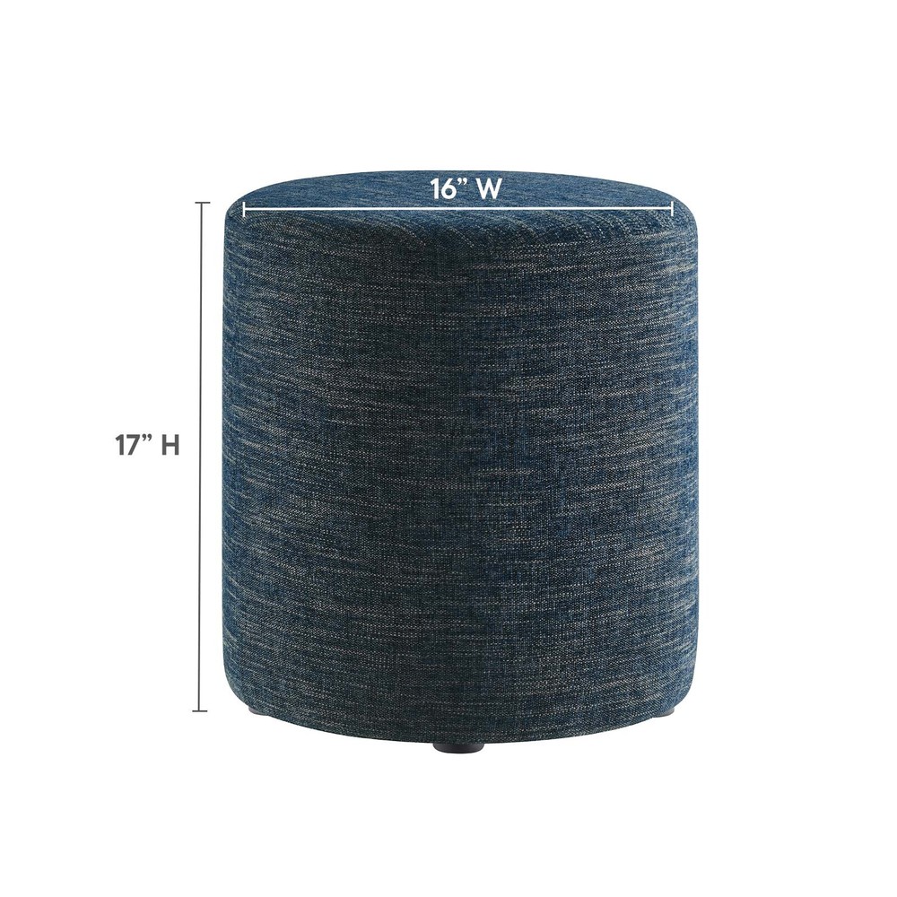 Modway 16" Round Woven Heathered Fabric Upholstered Ottoman