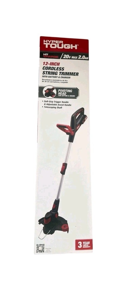 Hyper Tough 20V Max 12" Cordless String Trimmer With Battery & Charger