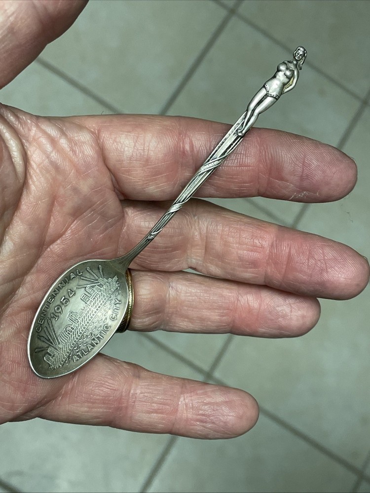 Unique Figural 1954 centennial Sterling Spoon, Atlantic City
