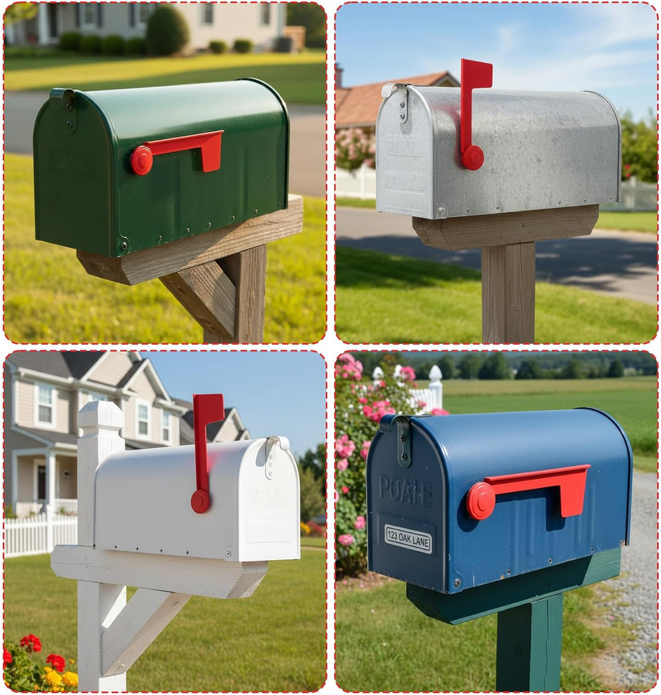 Mailbox Flag, Red Flag for Mailbox Replacement, Tool-Free Assembly (Red)