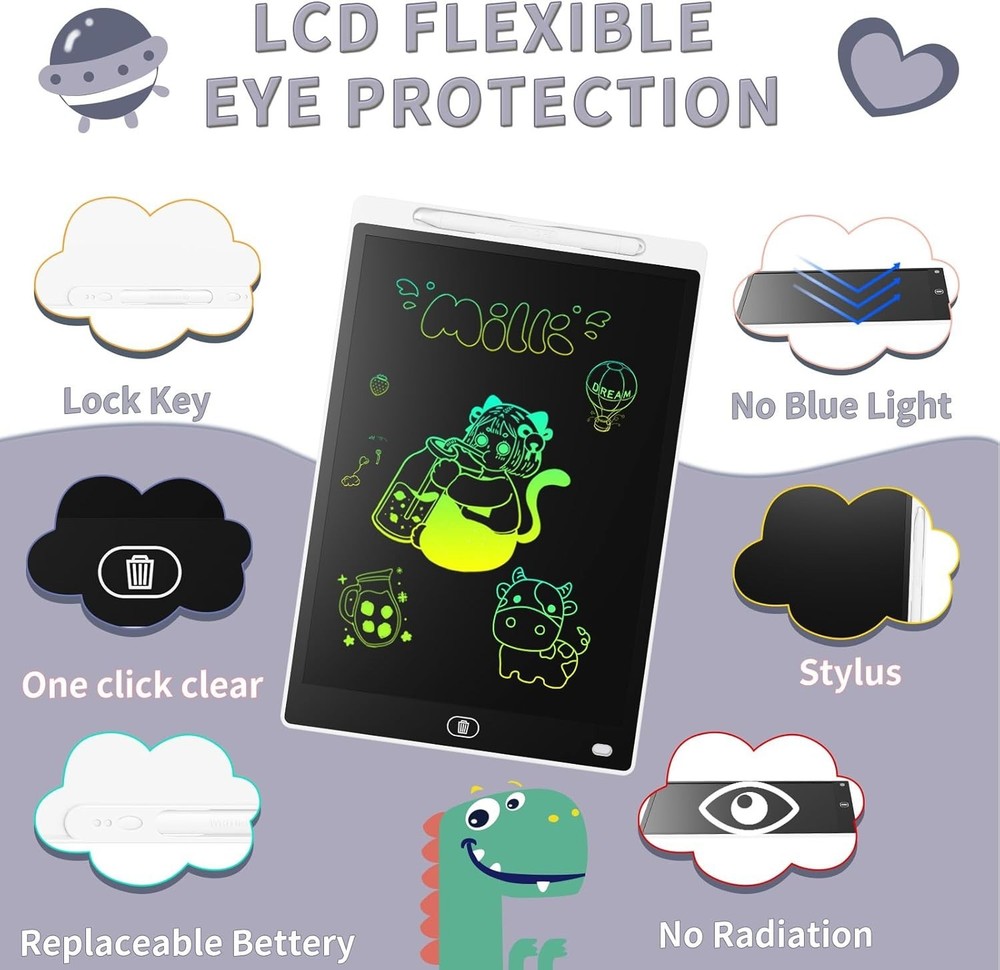 2 Pack] LCD Writing Tablet 8.5-Inch Colorful Doodle Board, Toddler Learning E...