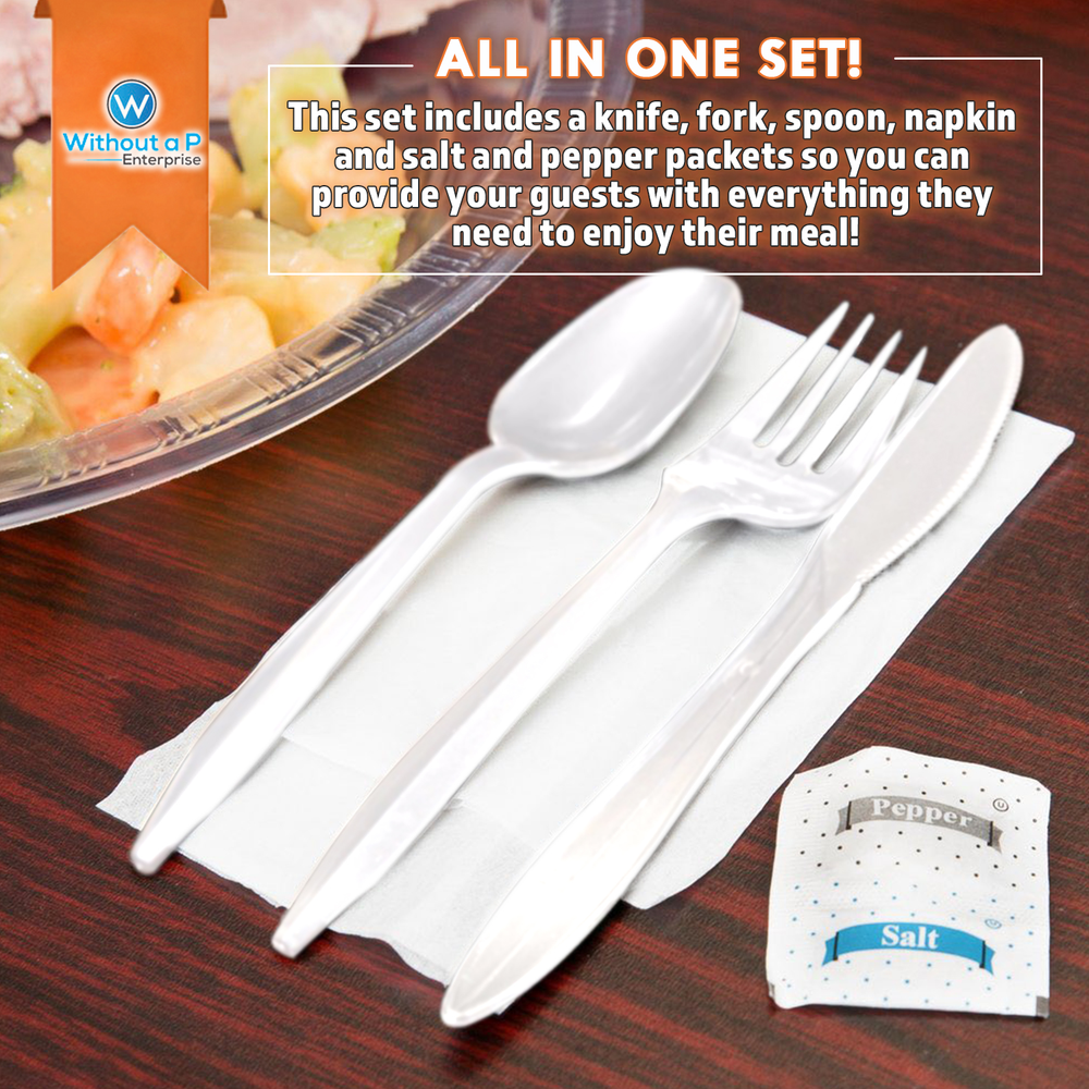 BULK HEAVY WEIGHT Cutlery Individually Wrapped White Plastic Cutlery