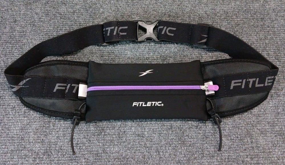 Fitletic Black Running Belt adjustable Purple Accents