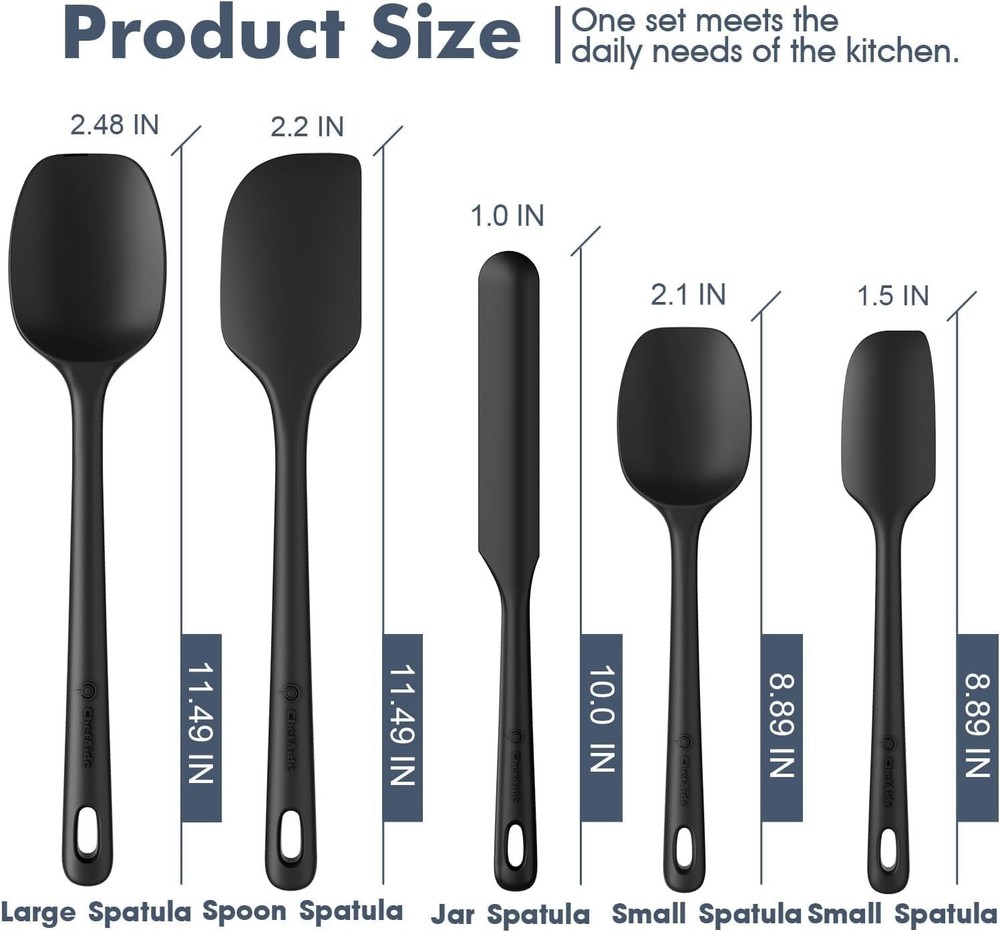 5PCS Silicone Spatula Set Food Grade Strong Handle