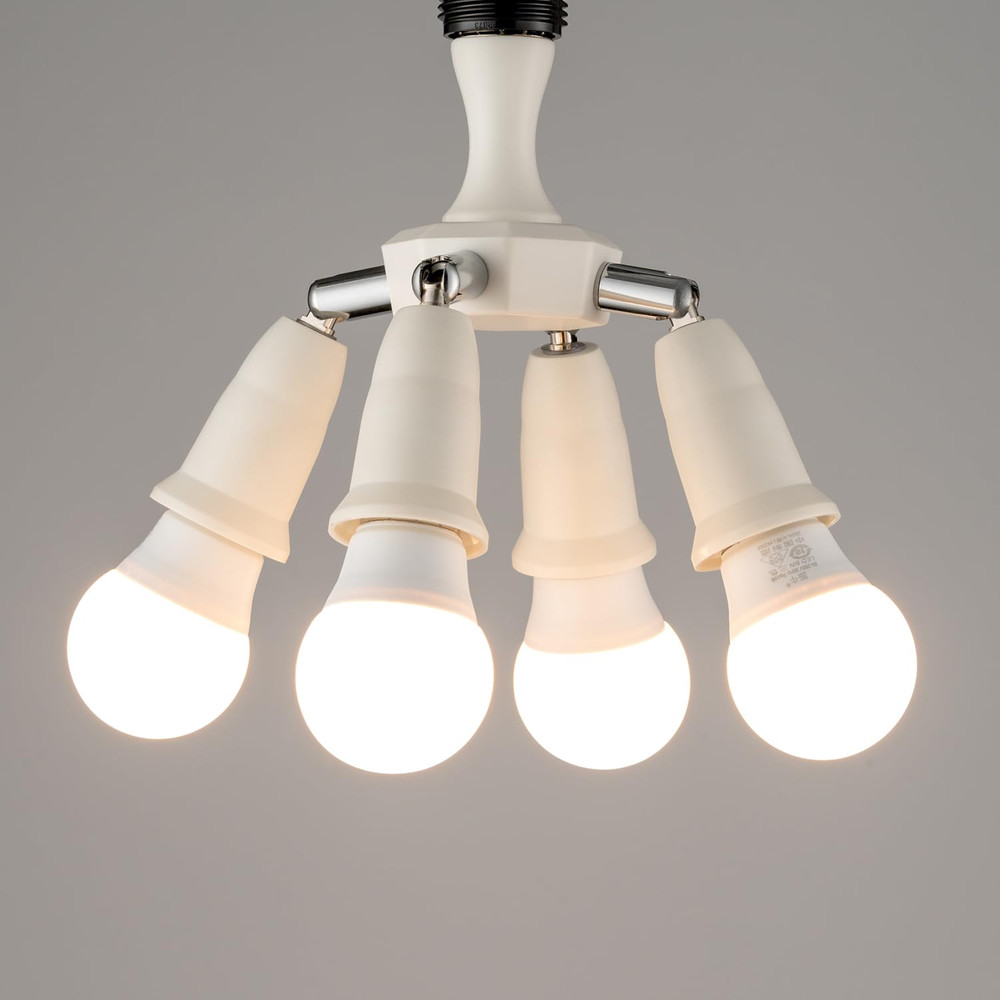 4 in 1 Light Socket Splitter Adapter, E26 E27 Standard Base LED Bulbs Converter