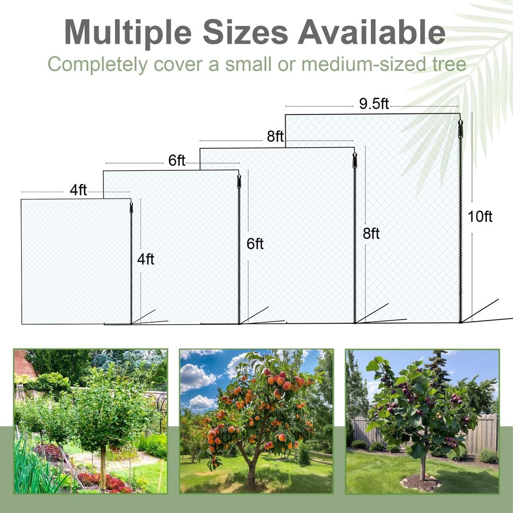 Fruit Tree Netting Cover with Zipper & Drawstring, 2 Packs 4ft x 4ft Insect B...