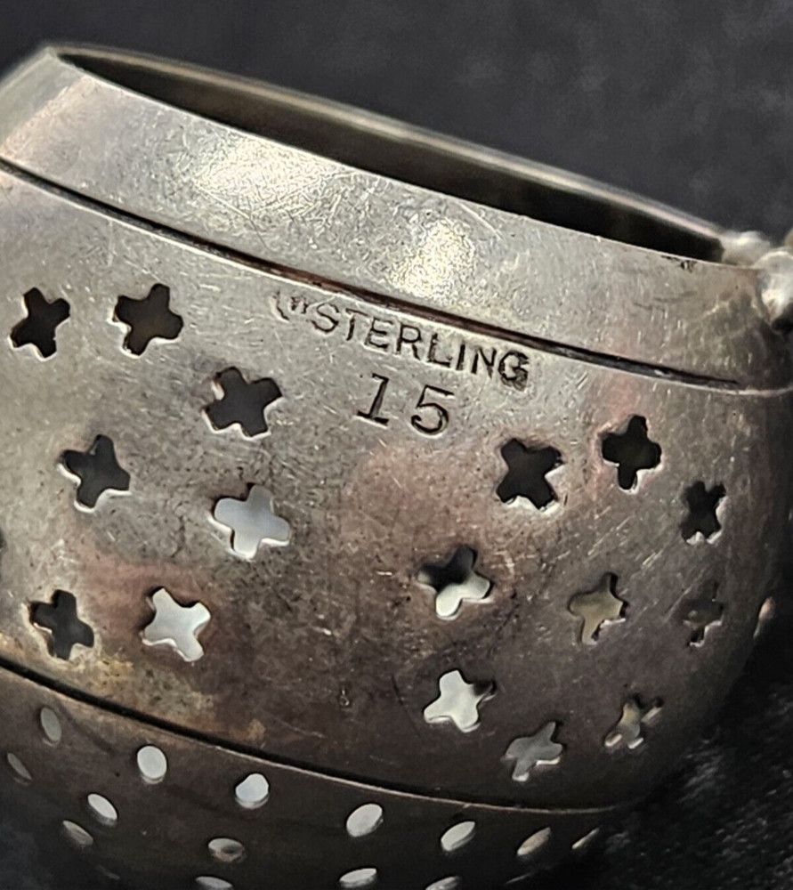 Sterling Tea Infuser Strainer Pierced seashell holder WATROUS