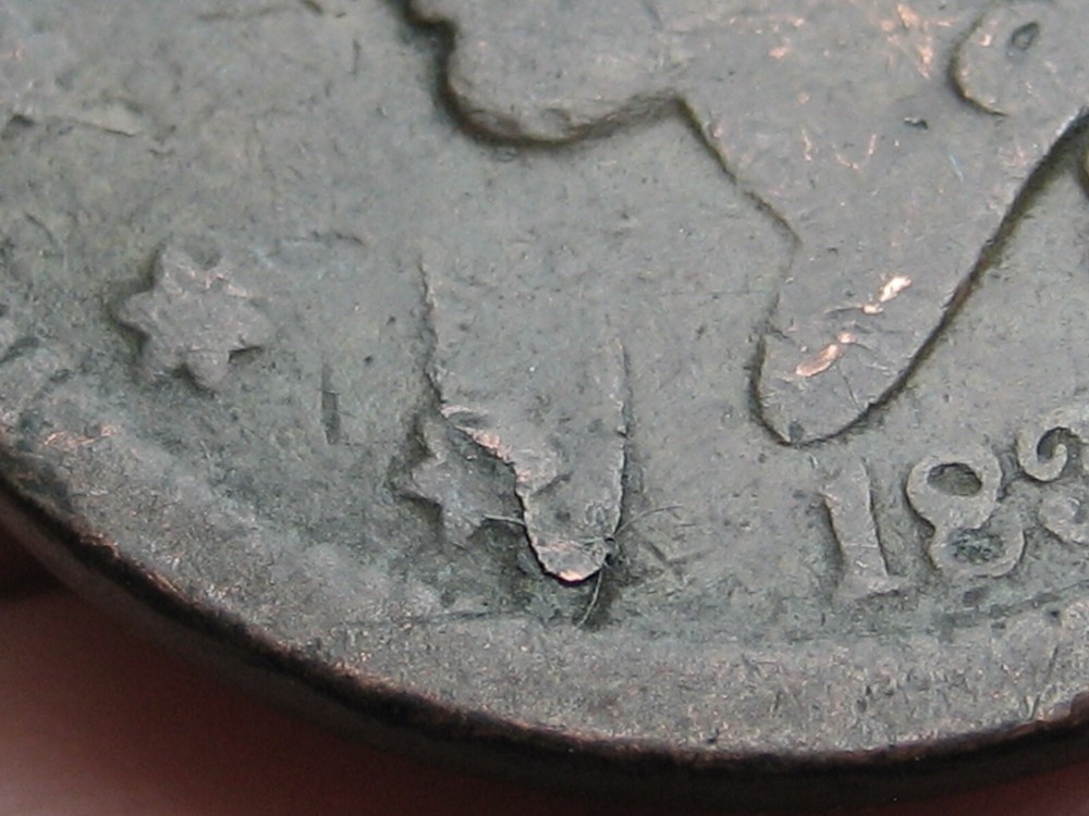 1838 Matron Head Large Cent Penny- Fine Details, Lamination Mint Error?