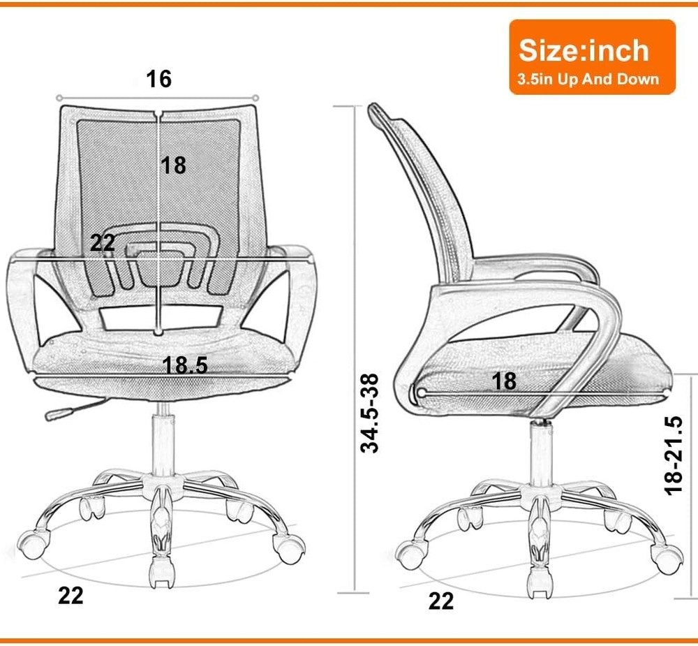 Modern Adjustable Office Chair with Back Support for Gaming & Office Use, Black