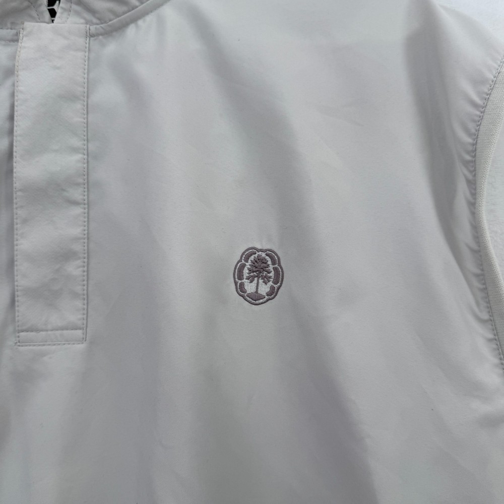 Zero Restriction Vest Mens M Cream Windbreaker Golf Pullover Logo Embroidered