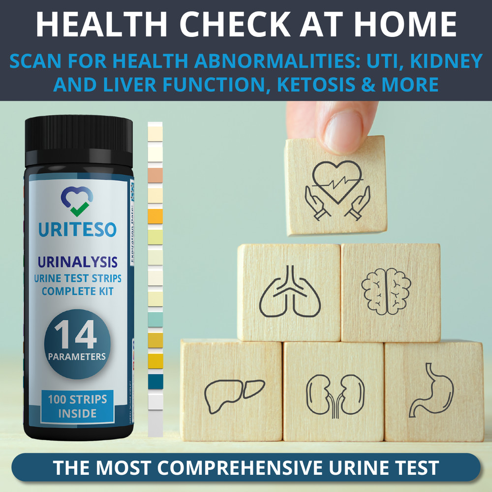 URITESO 14 Parameter Full Panel Urine Test Strips for Urinalysis | 100 Strips