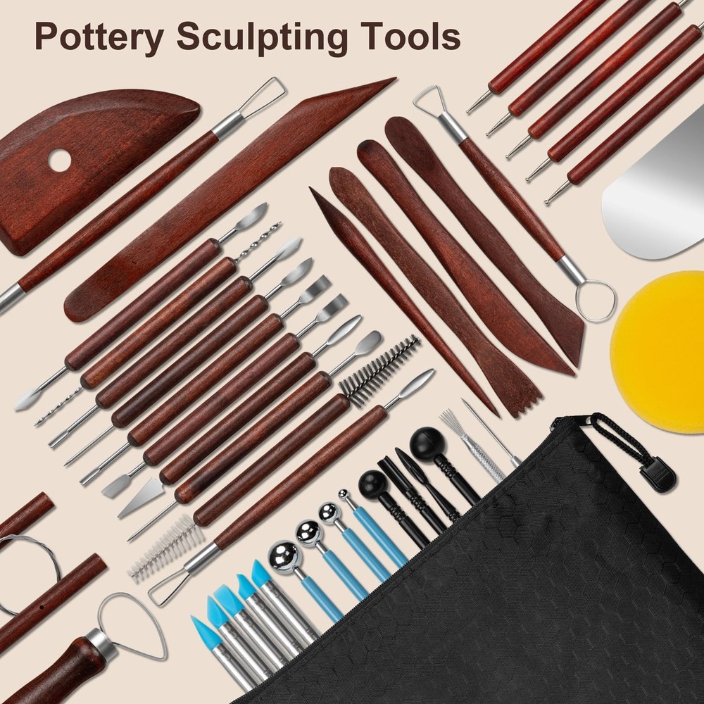 Clay Tools Kit, 43 PCS Red Pottery Tools, Practical Polymer Clay Sculpting To...