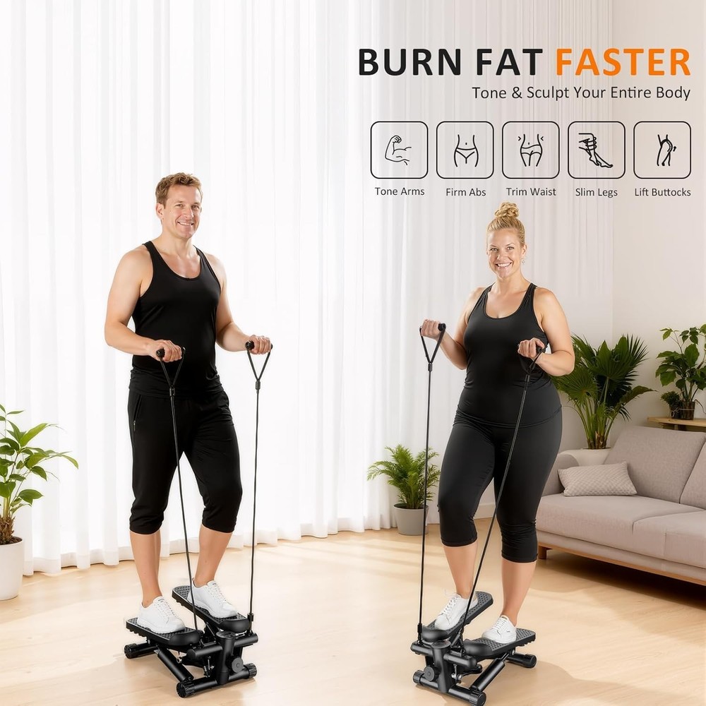 Stair Stepper with Resistance Bands for Home Exercise, Mini Stepper Machine