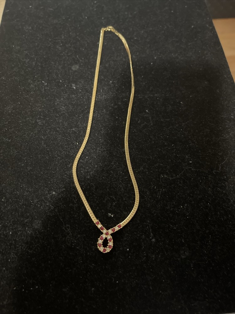 Vintage Golden Infinity Red &white Gem Necklace