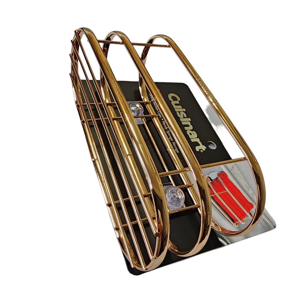 Cuisinart Sponge Basket Suction Cup Mount Kitchen Sink Tool Rack Gold