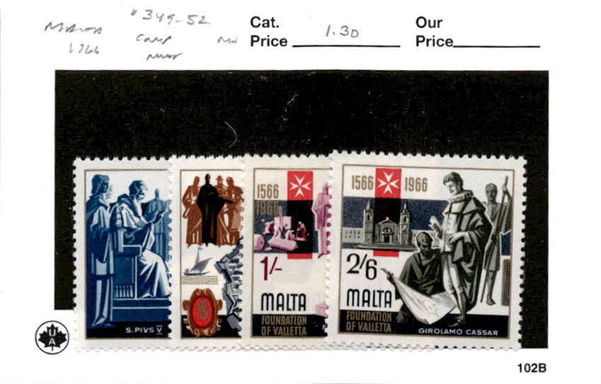 Malta, Postage Stamp, #349-352 Mint NH, 1966 Valette (AB)