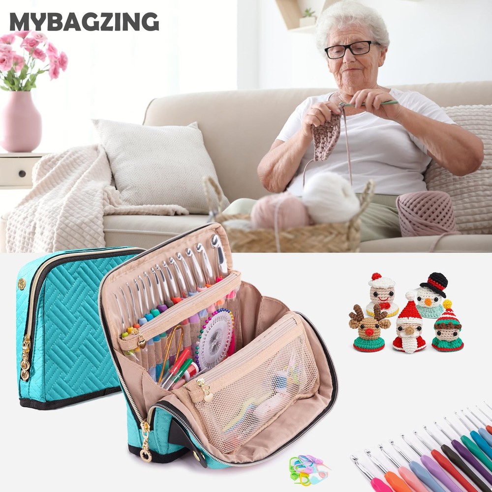 MYBAGZING Empty Crochet Hook Case - Crochet Hook Organizer Case Stand Up (Upg...