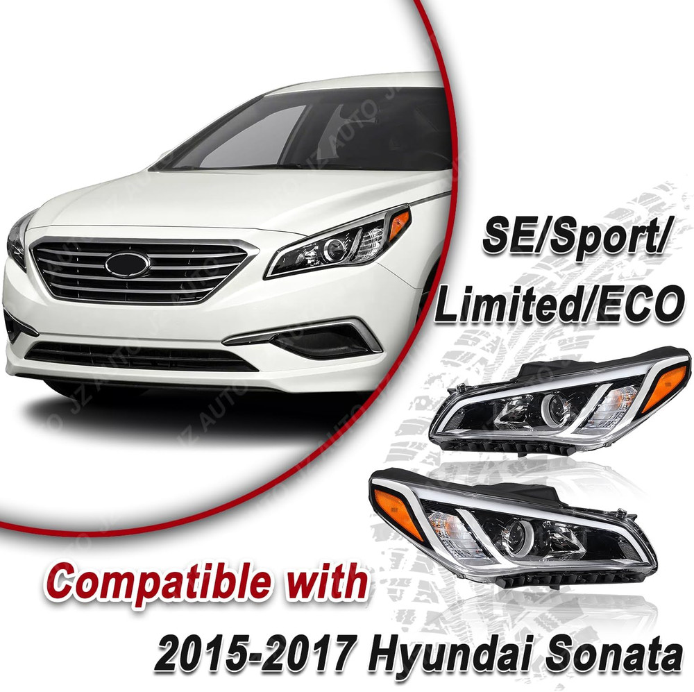Halogen Headlight Assembly with Parking Lamp Compatible with 2015-2017 Hyundai S