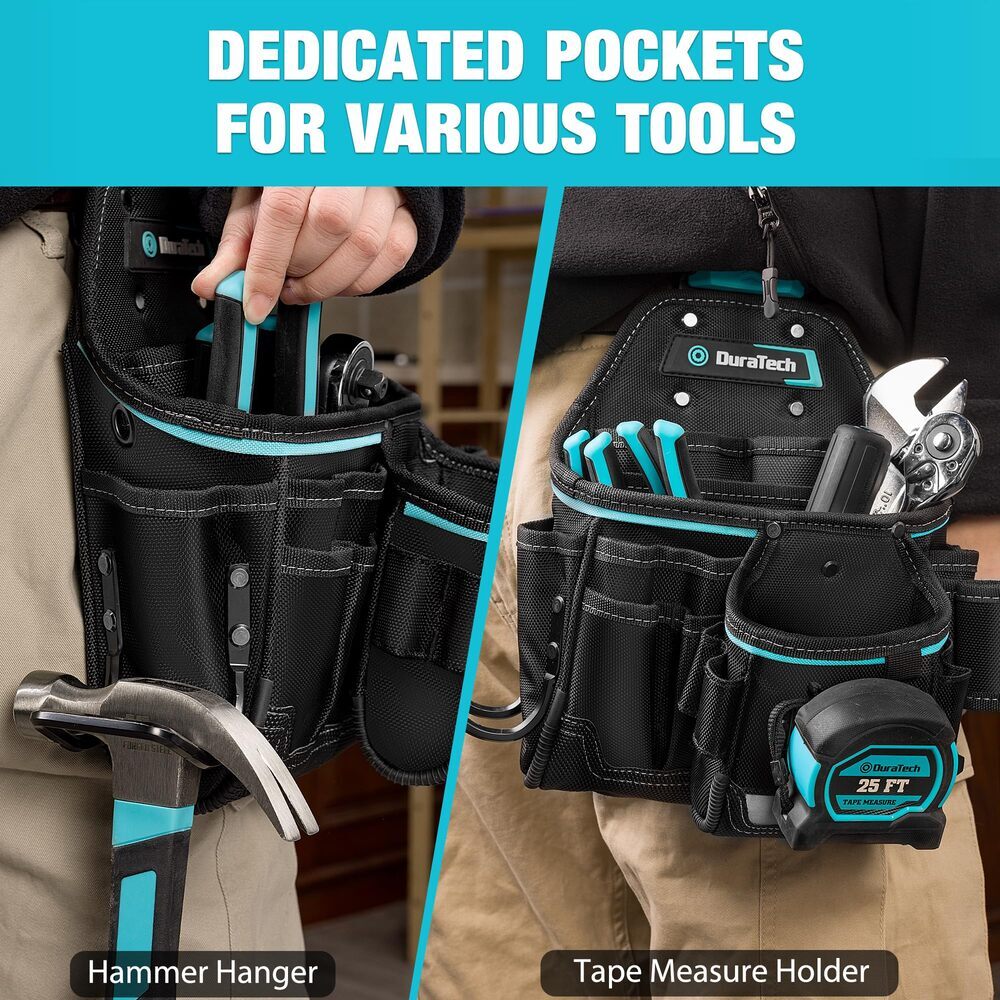 DuraTech Tool Pouch with Belt Clip Quick Release Buckle Electrician Tool Pouch