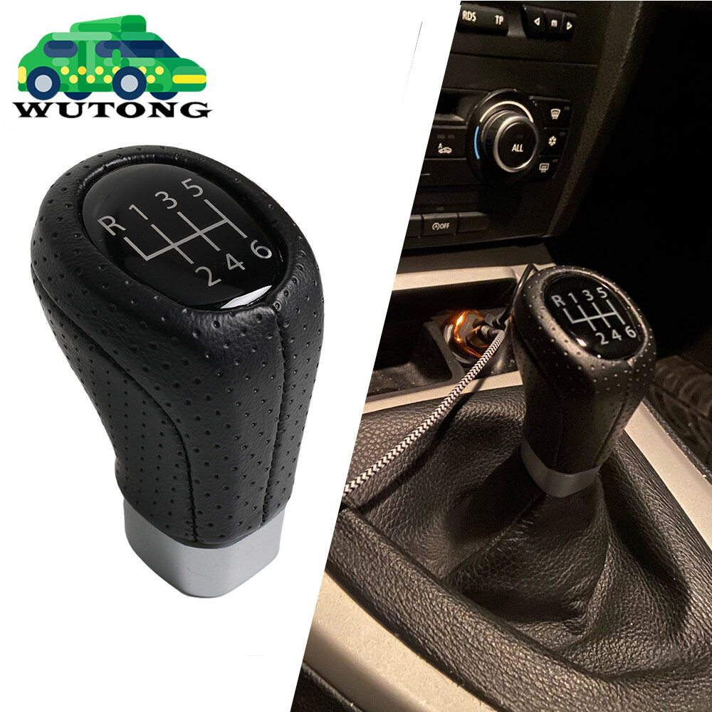 6 Speed Shift Knob Black PU Leather For BMW E36 E46 M3 Z4 3.0 E90 E91 E92 M5 E39