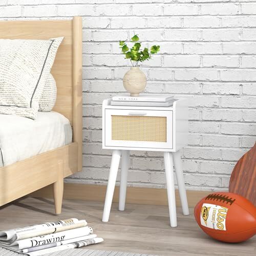 Nightstand Set of 2, Small Bedside Table, End Table with 2 Package White