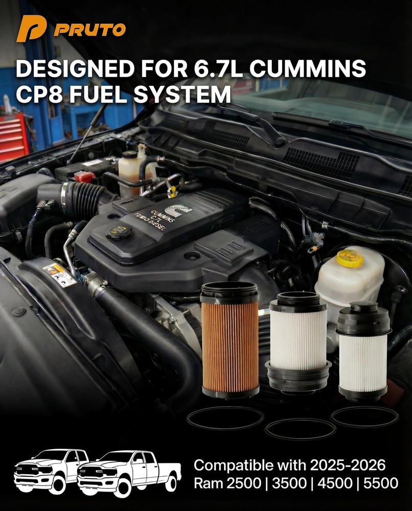 2025 2026 6.7L Cummins Fuel & Oil Filter Kit for Ram 2500 3500 FUEL & OIL 3PCS