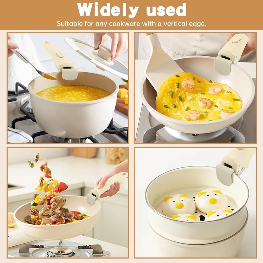 Removable Pot Handle Universal Pan Replacement Bakelite 2pcs Spatula Rest Cream