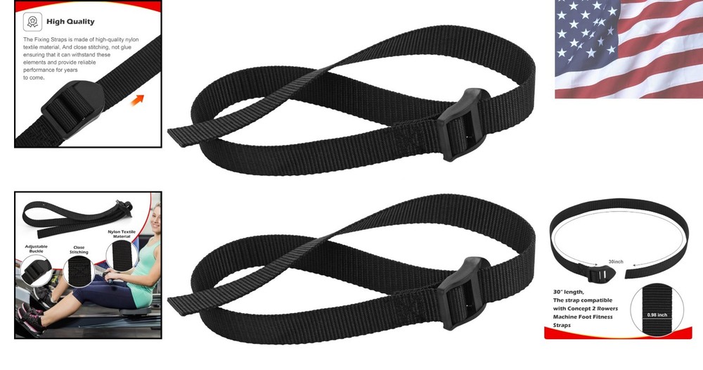 Comfort Fit Rowing Machine Foot Straps for Concept 2 Models D & E - Easy Install