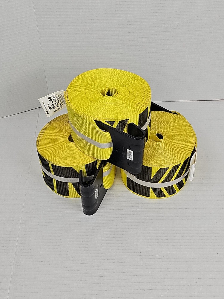 (3 Pack) Kinedyne 4"x30' Winch Straps with Flat Hook, Flatbed Tie Down Strap