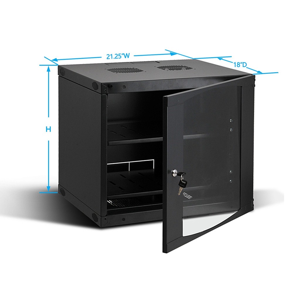 Raising Electronics 9U Wall Mount Network Server Cabinet Plexiglass Door 450MM