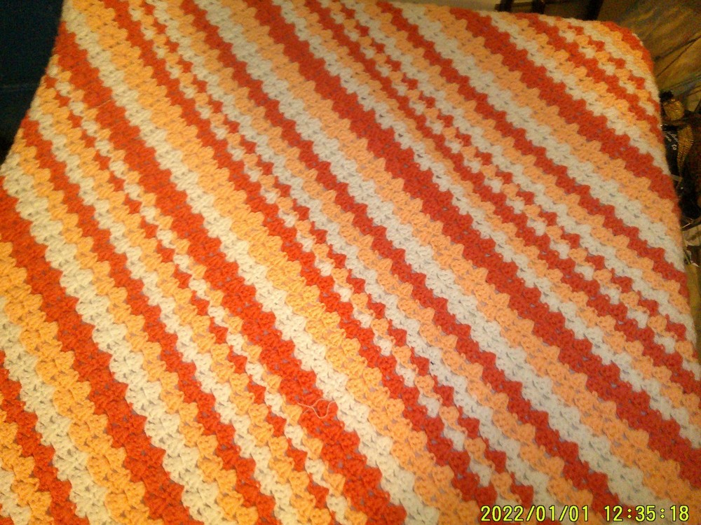 VINTAGE CROTCHETED AFGHAN THROE BLANKET SOFT PASTEL COLORS