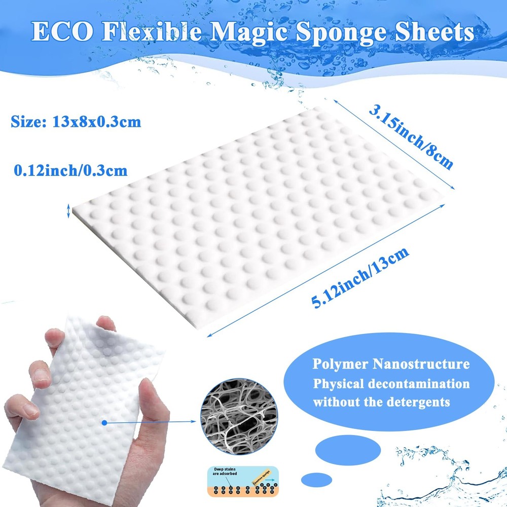 52Pcs Disposable Magic Sponge, Scratch Free Cleaning Sheets