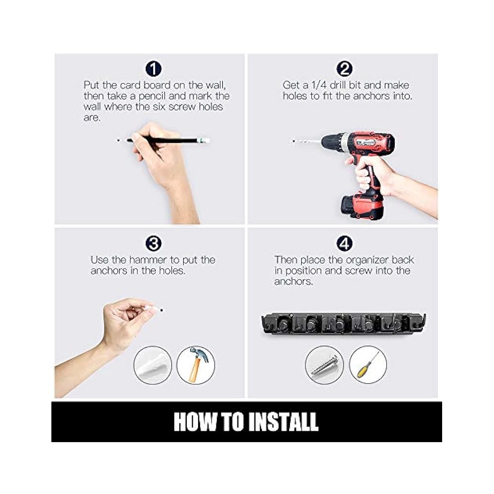 Multi,Use Wall Rack with 5 Ball Slots & 6 Hooks, Spring Clips, Keeps