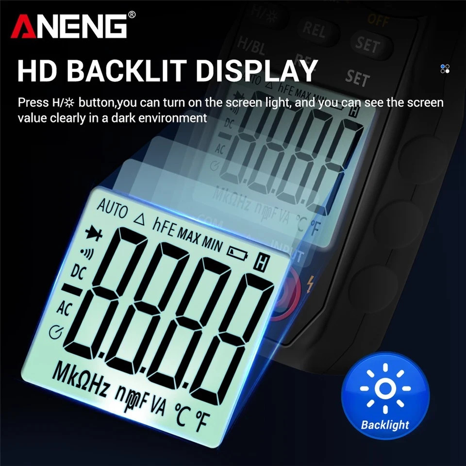 Digital Multimeter Tester AC DC Volt Ohm Amp Clamp Meter Auto Range LCD Handheld