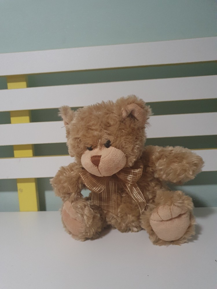 TEDDY TIME TEDDY BEAR BROWN WITH BROWN BOW 21CM