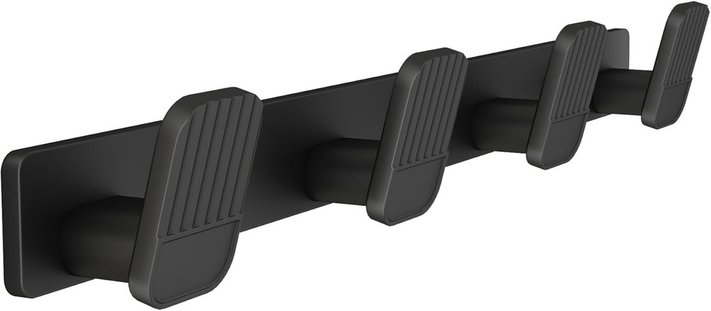 Coat Rack Wall Mount Coat Hooks - Black Hook Rack Wall Mount with 4 Hooks Alu...