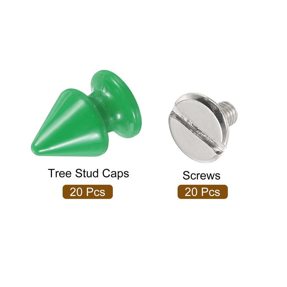 20Sets Cone Spike Stud Rivet,12mm Tree Studs and Spikes Green