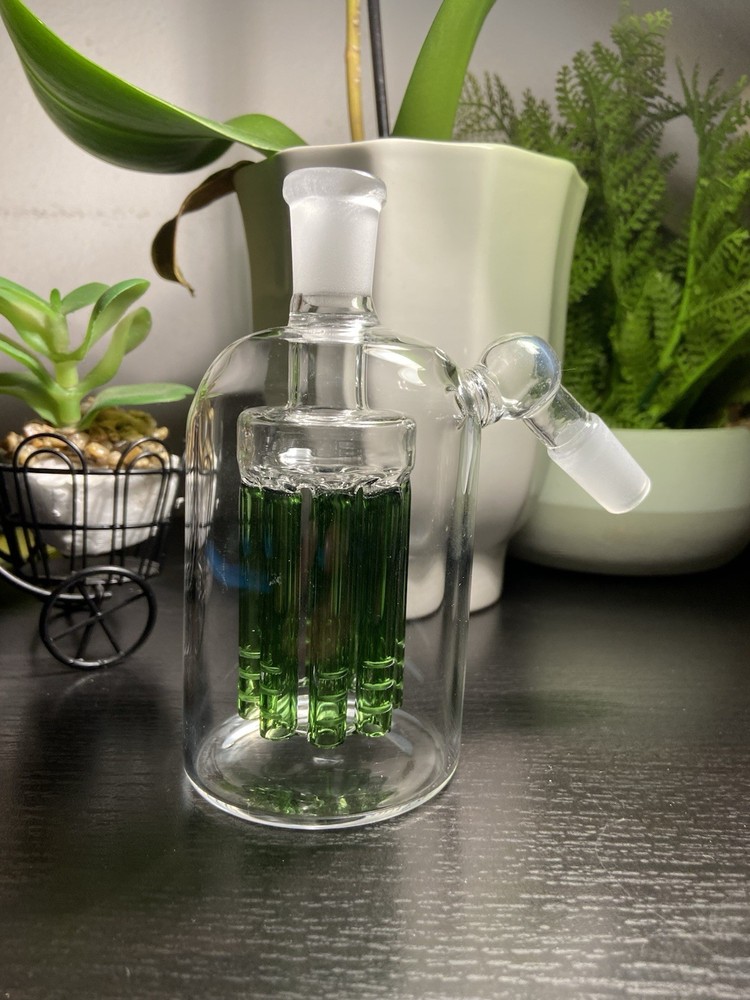 5” 14MM GREEN HOOKAH WATER PIPE ASH CATCHER 8ARM TREE PERC 45 DEGREE