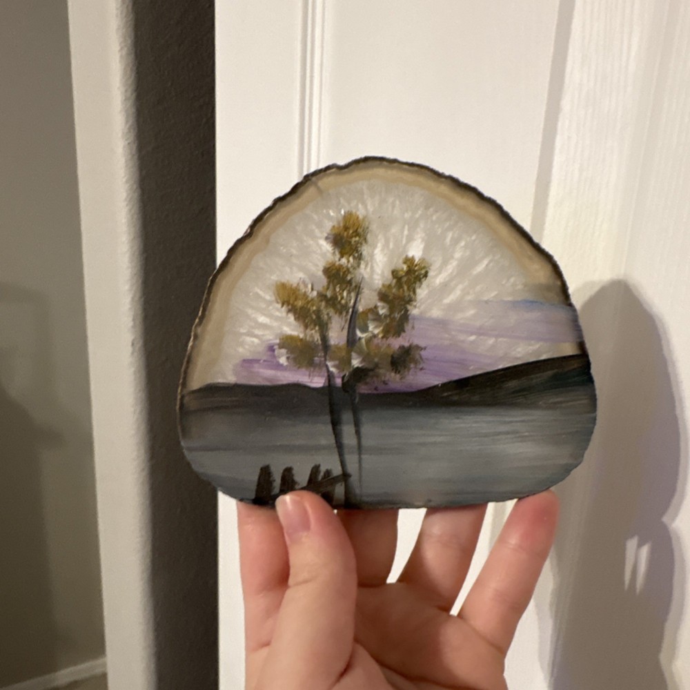 Painted Agate Crystal Slice